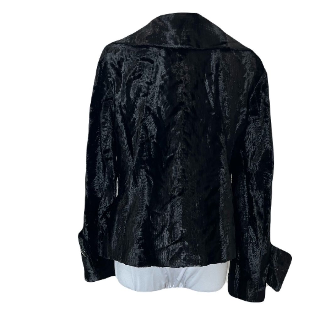 Vintage Charles Gray London Black Velvet Snake Embossed Women's Jacket SZ L - Picture 8 of 13
